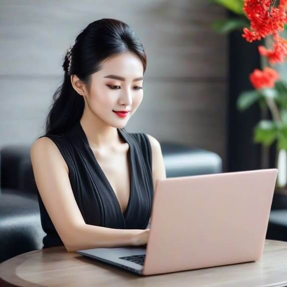 beautiful modern chinese lady booking for airport transfer service